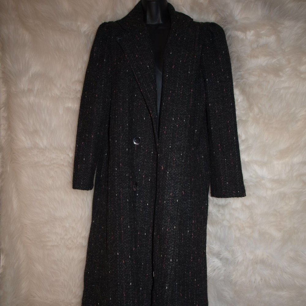 Long Black Dress Coat with Painted Print BY NEW YORK GIRL